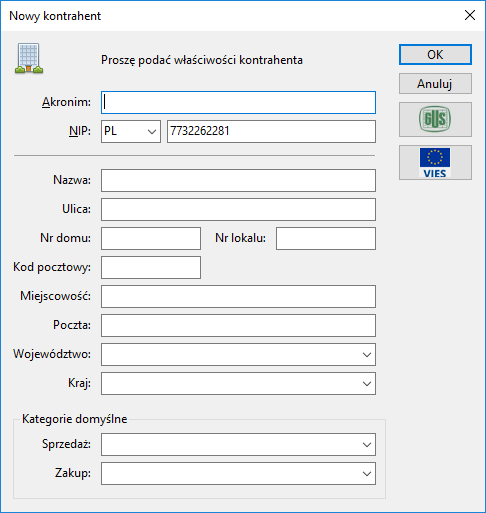 Nowy kontrahent InvoiceDigitizer Arhat