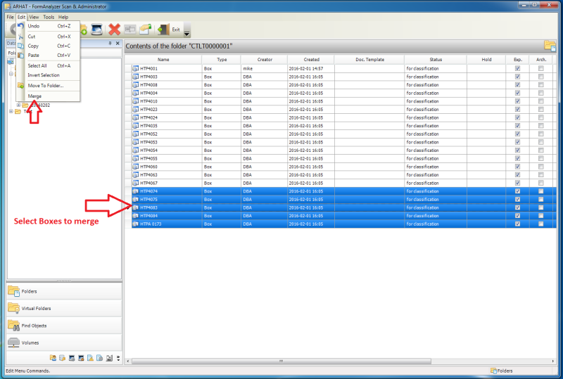 Arhat Formanalyzer Scan & administrator merge box