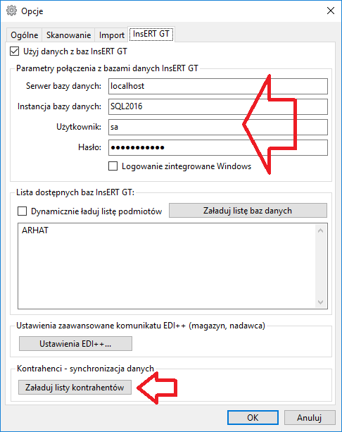 Parametry InsERTGT Arhat InvoiceDigitizer