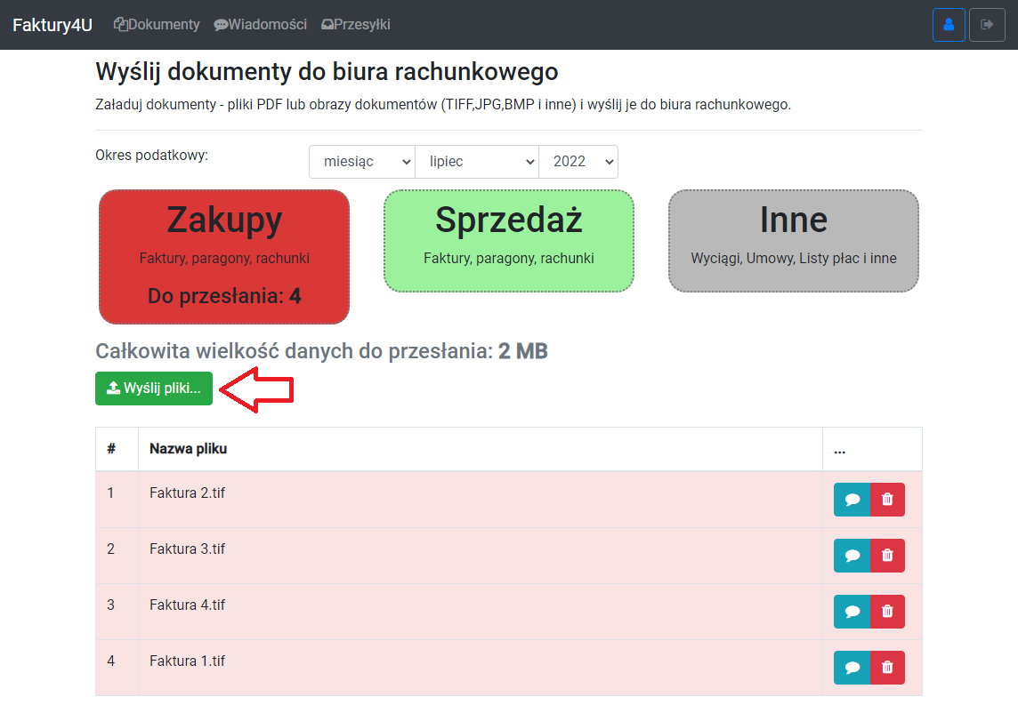 faktury4u przesłanie dokumentów zakupu