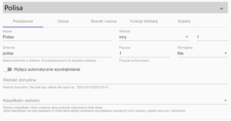 FormAnalyzer RBEE metadana podstawowa