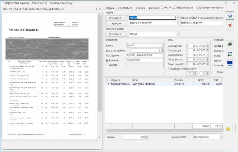 Comarch ERP Optima InvoiceDigitizer Arhat