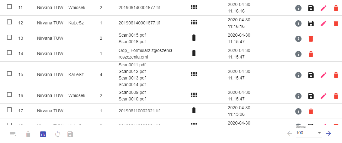 FormAnalyzer RBEE lista dokumentów