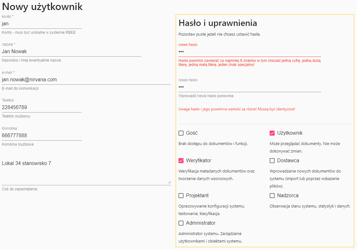 FormAnalyzer RBEE rejestracja nowego użytkownika